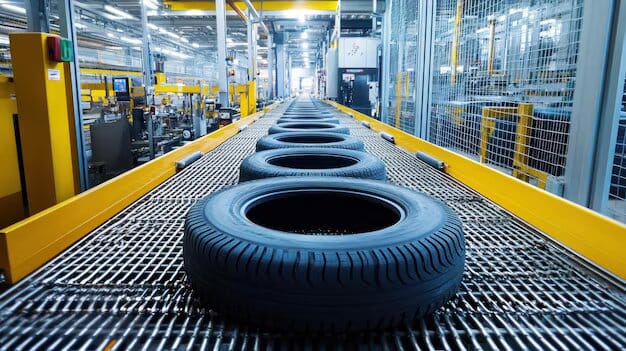 Tyre conveyor belt in factory